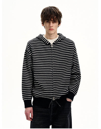 Horizontal Stripes Zip-Up Hoodie Korean Street Fashion Hoodie By MaxDstr Shop Online at OH Vault