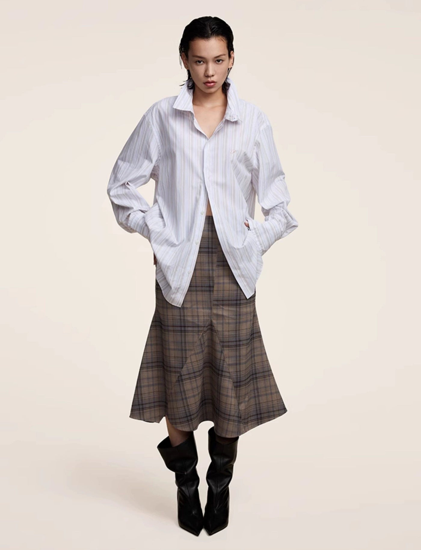 Plaid Pattern Office Style Skirt Korean Street Fashion Skirt By Opicloth Shop Online at OH Vault