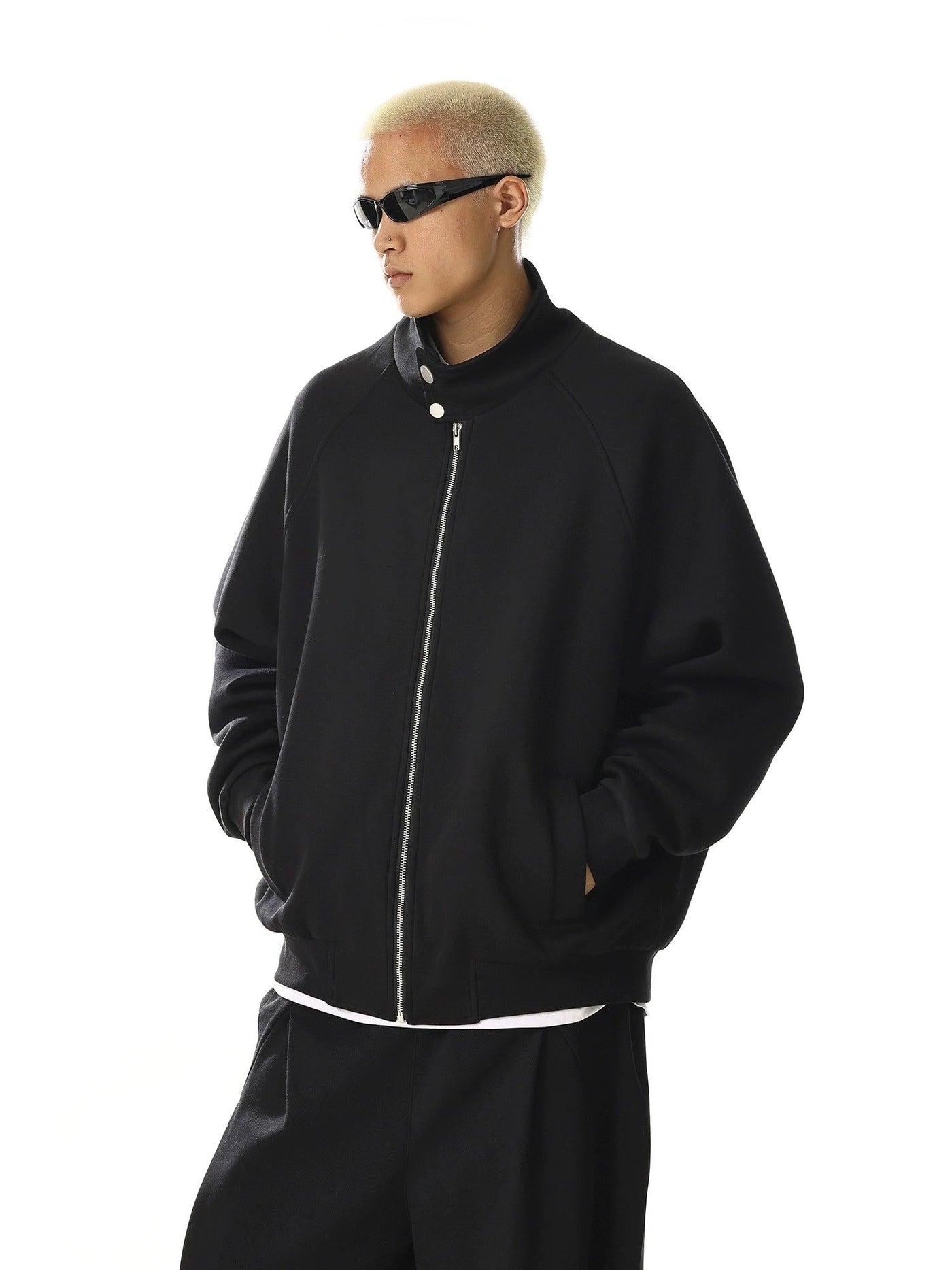Funnel Neck Full-Zip Jacket Korean Street Fashion Jacket By MEBXX Shop Online at OH Vault