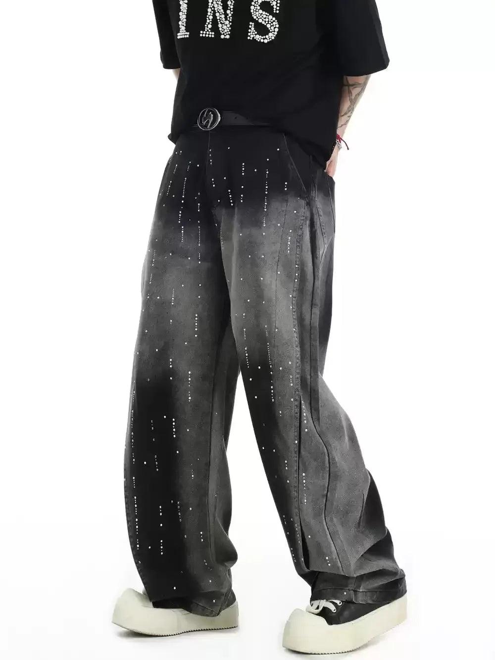 Gradient Beads Detail Jeans Korean Street Fashion Jeans By INS Korea Shop Online at OH Vault