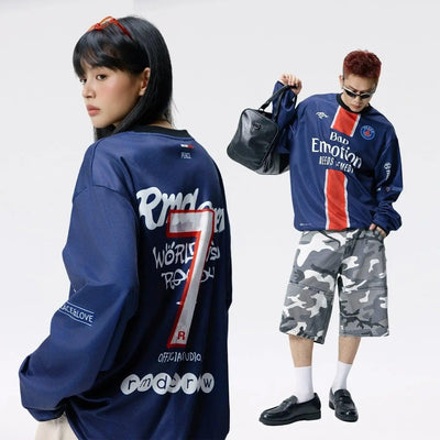 Logo Graphic Print L/S Jersey T-Shirt Korean Street Fashion T-Shirt By Remedy Shop Online at OH Vault