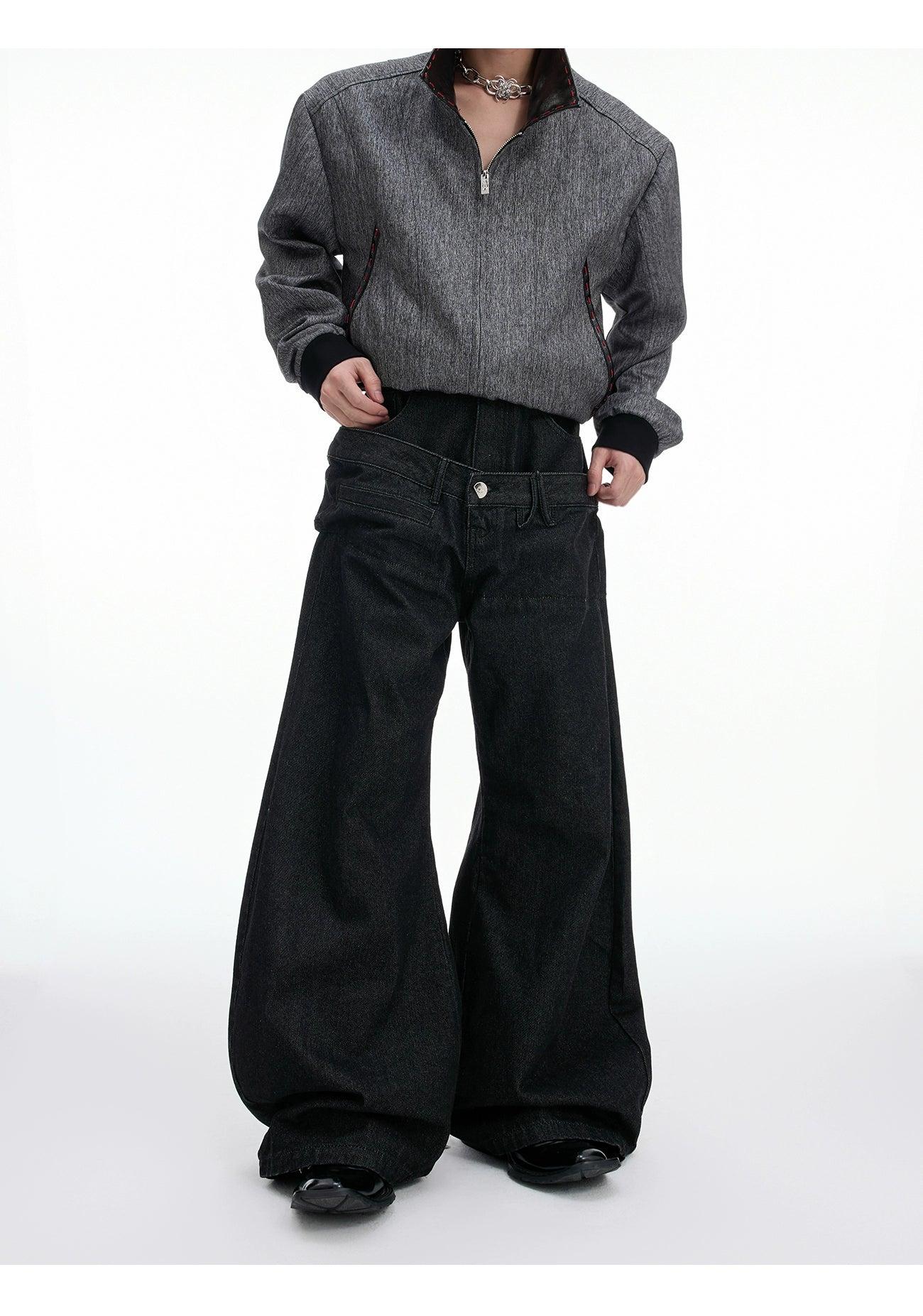 Double-Waist Wide Leg Jeans Korean Street Fashion Jeans By Argue Culture Shop Online at OH Vault
