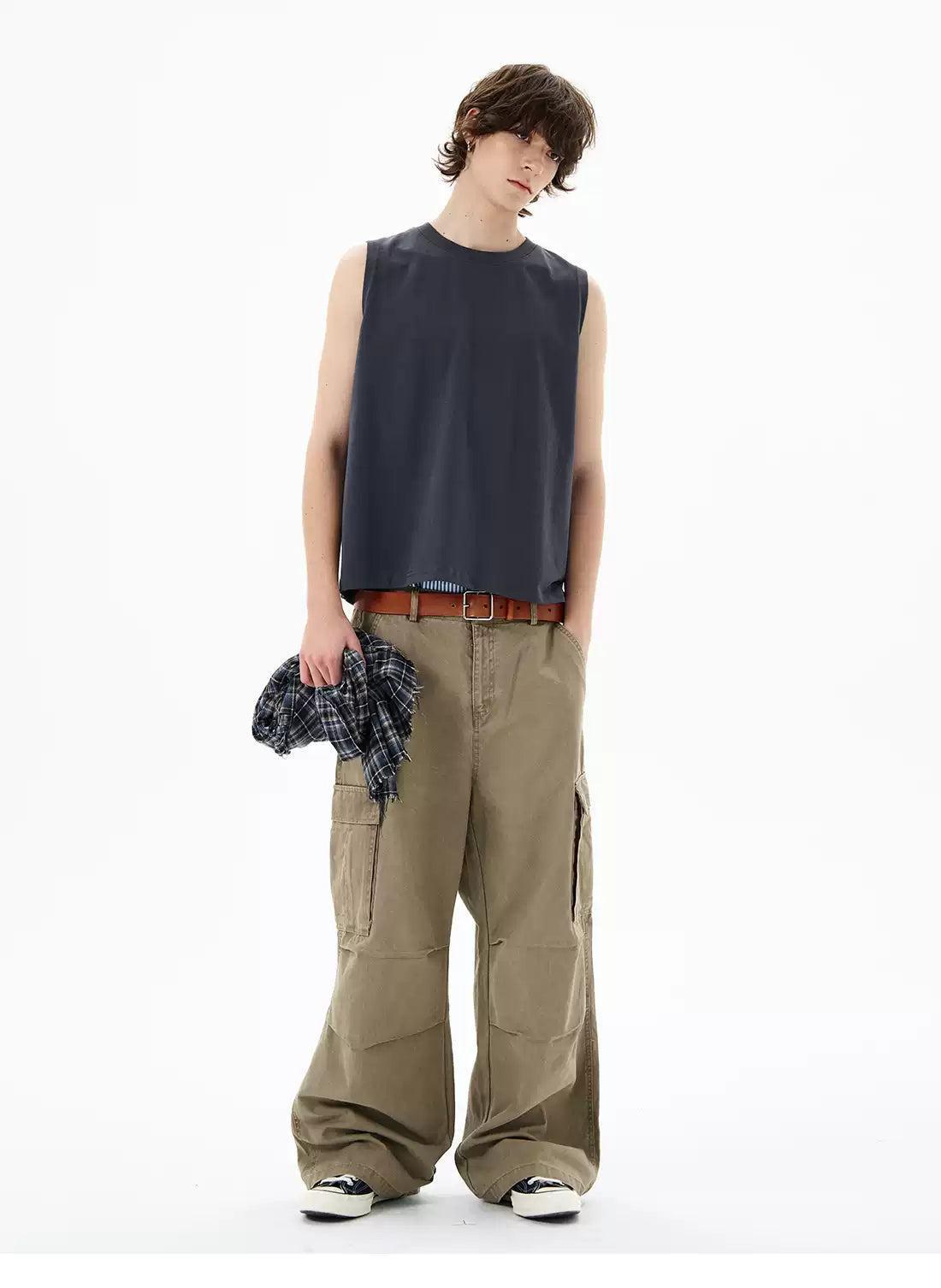 Workwear Pleated Cargo Pants Korean Street Fashion Pants By 77Flight Shop Online at OH Vault