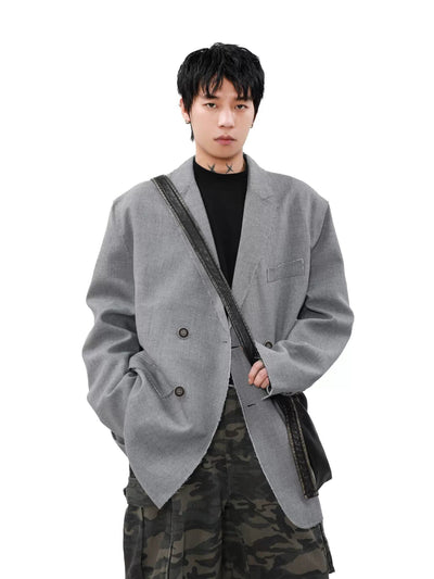 Raw Edge Oversized Blazer Korean Street Fashion Blazer By Mr Nearly Shop Online at OH Vault