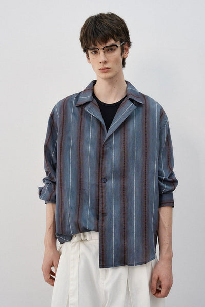 Vertical Striped Pattern Regular Fit Shirt Korean Street Fashion Shirt By MaxDstr Shop Online at OH Vault