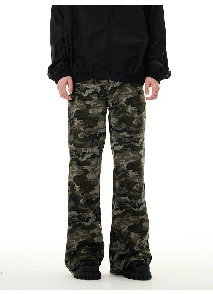 Front Pocket Flared Camo Pants Korean Street Fashion Pants By 77Flight Shop Online at OH Vault