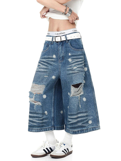 Heavy Ripped Denim Shorts Korean Street Fashion Shorts By Blacklists Shop Online at OH Vault