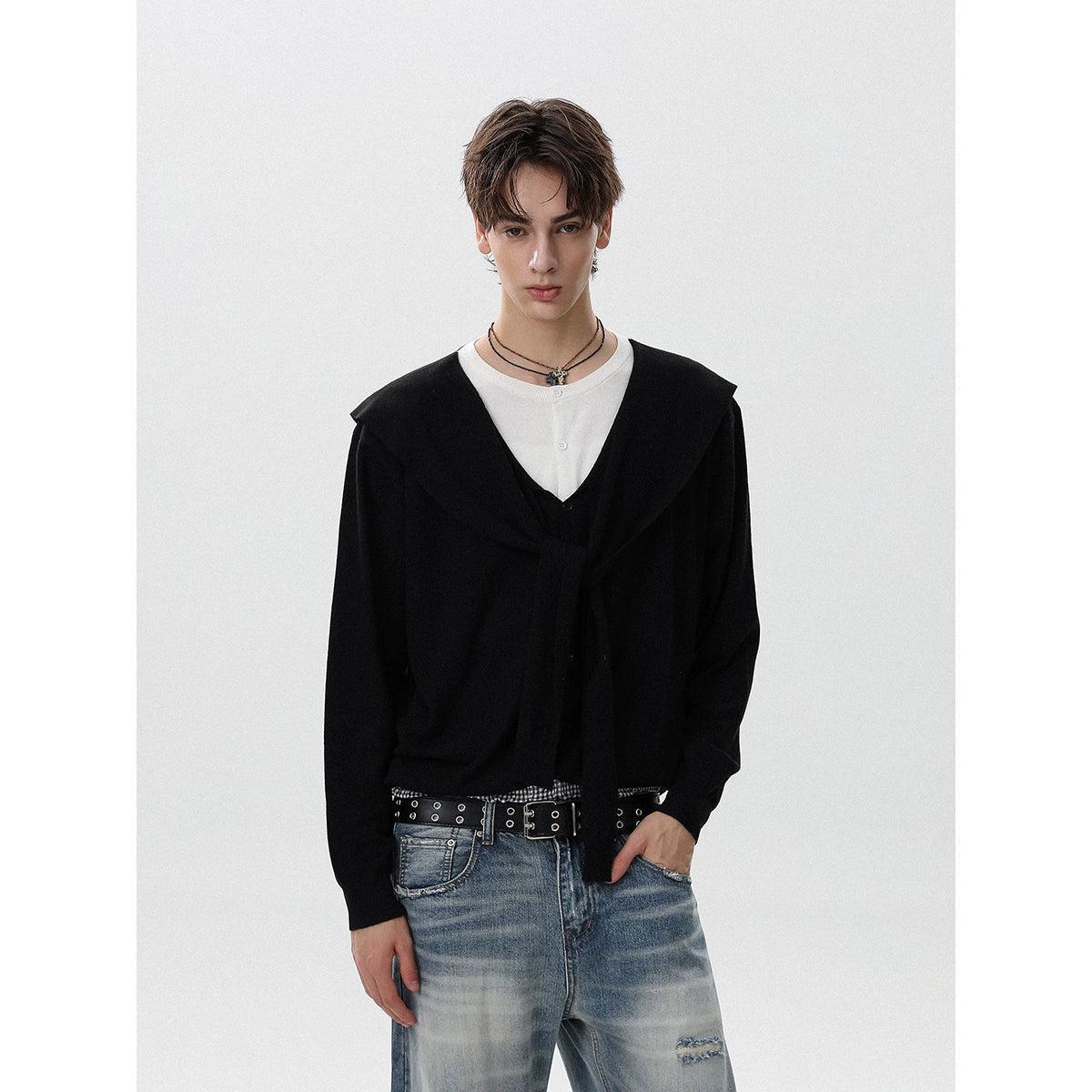 Multi-Layered Knitted L/S T-Shirt Korean Street Fashion T-Shirt By Mr Nearly Shop Online at OH Vault