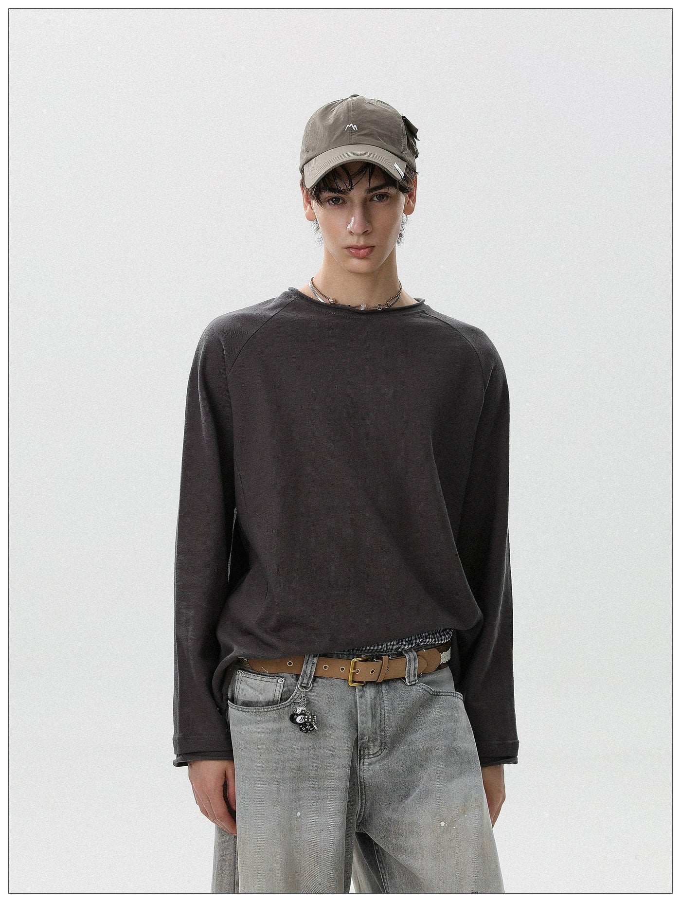 Plain Raglan Long Sleeve T-Shirt Korean Street Fashion T-Shirt By Mr Nearly Shop Online at OH Vault