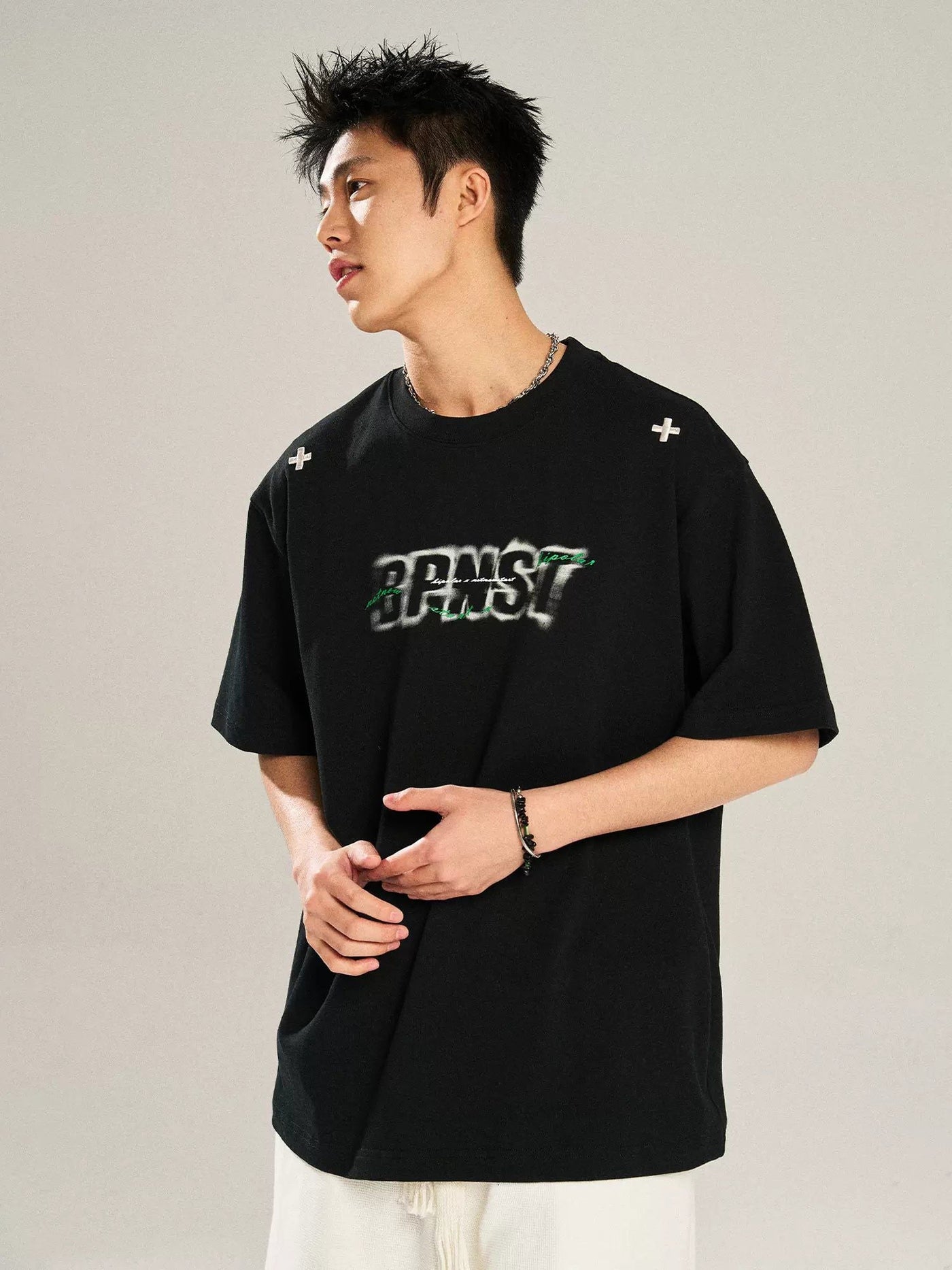 Motion Blur Logo T-Shirt Korean Street Fashion T-Shirt By New Start Shop Online at OH Vault