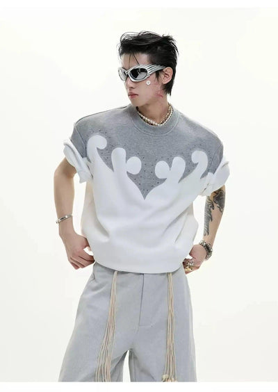Stitched Pattern T-Shirt Korean Street Fashion T-Shirt By Argue Culture Shop Online at OH Vault
