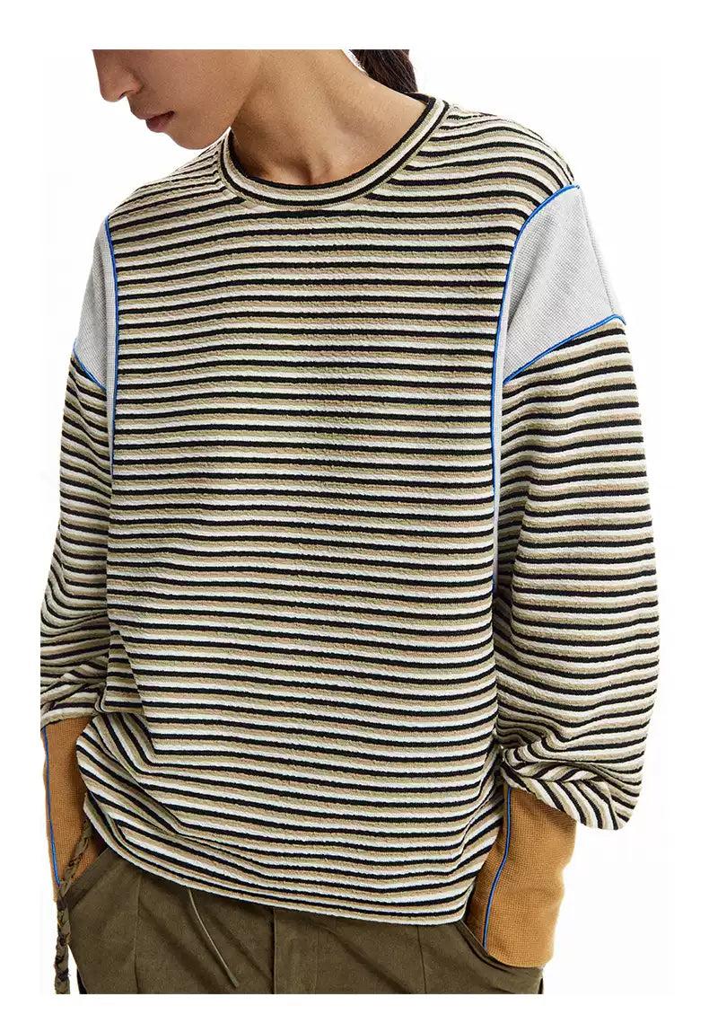 Spliced and Stripes T-Shirt Korean Street Fashion T-Shirt By Conp Conp Shop Online at OH Vault