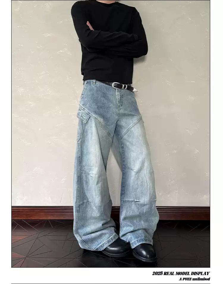 Acid Washed Seamed Jeans Korean Street Fashion Jeans By A PUEE Shop Online at OH Vault