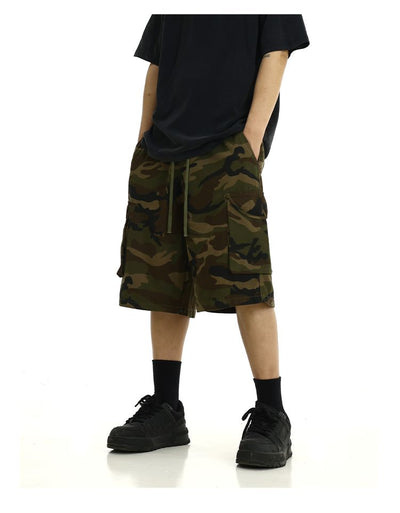 Drawstring Camouflage Cargo Shorts Korean Street Fashion Shorts By MEBXX Shop Online at OH Vault