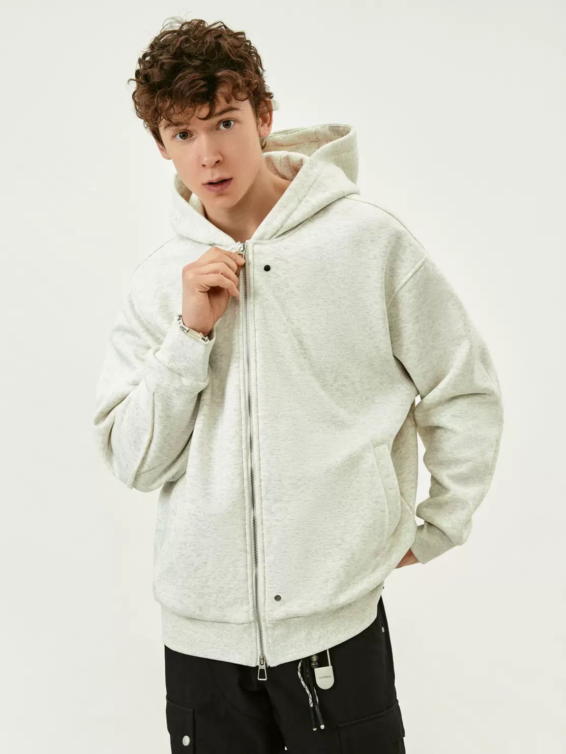 Cozy Slant Pocket Zip-Up Hoodie Korean Street Fashion Hoodie By Made Extreme Shop Online at OH Vault