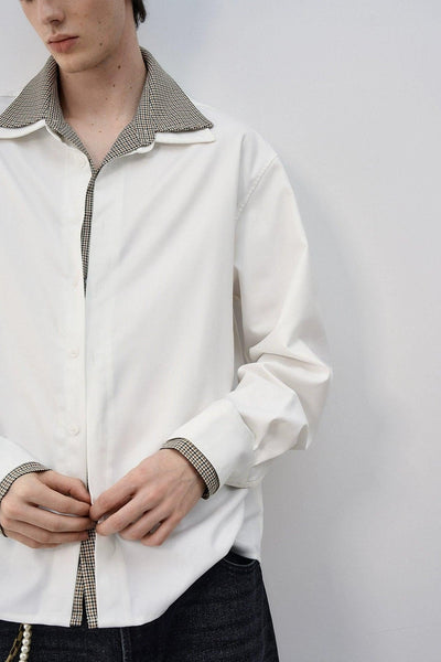 Layered Collar Edge L/S Shirt Korean Street Fashion Shirt By MaxDstr Shop Online at OH Vault