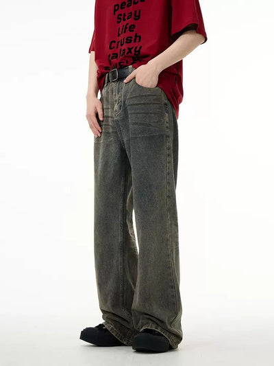 Whisker Lines Workwear Jeans Korean Street Fashion Jeans By 77Flight Shop Online at OH Vault