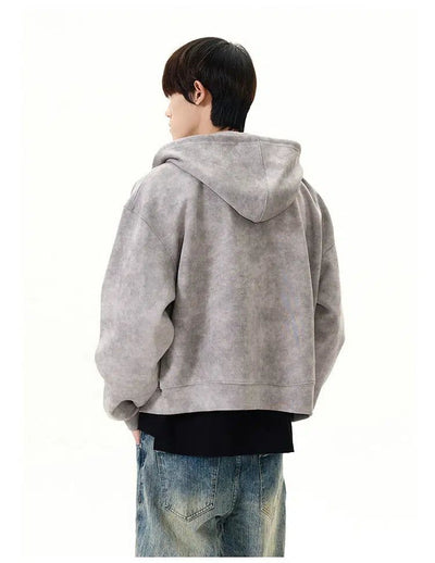 Clean Fit Washed Zip-Up Hoodie Korean Street Fashion Hoodie By A PUEE Shop Online at OH Vault