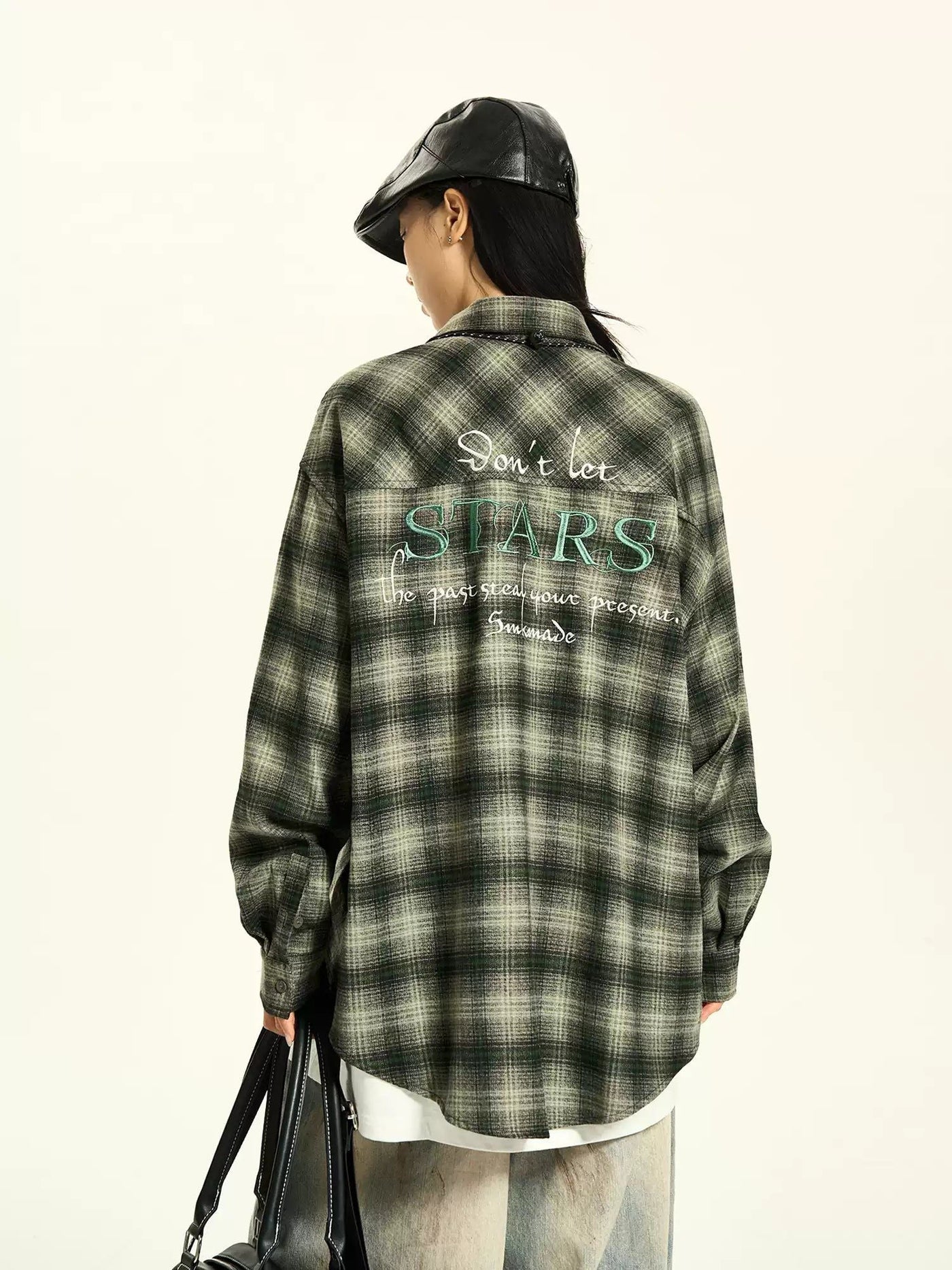 Back Embroidery Plaid Shirt Korean Street Fashion Shirt By MaxDstr Shop Online at OH Vault