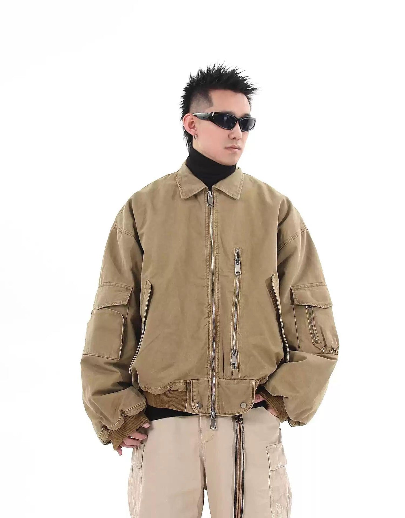 Heavy Wash Multi-Pocket Jacket Korean Street Fashion Jacket By Blacklists Shop Online at OH Vault