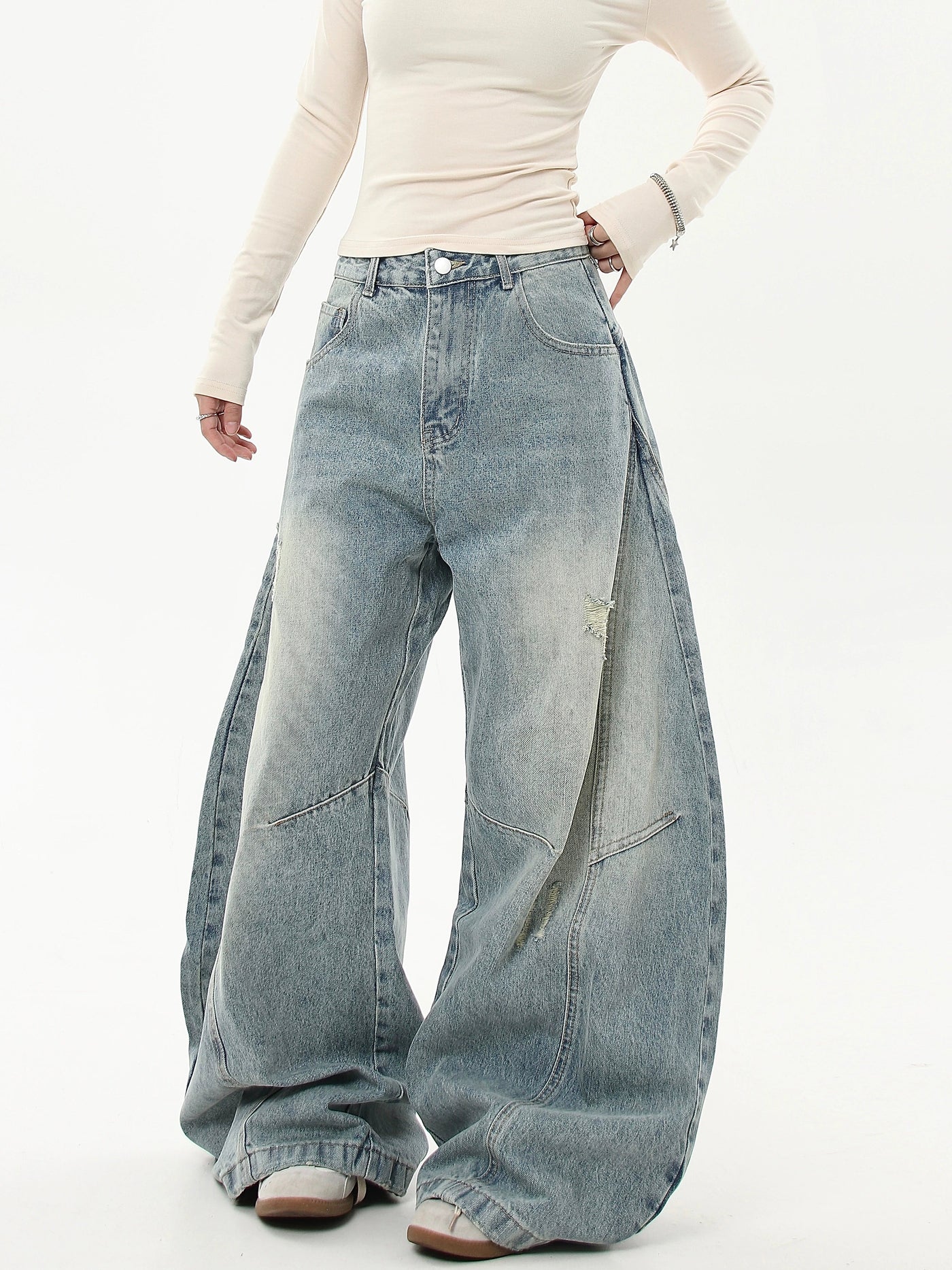 Distressed Baggy Jeans Korean Street Fashion Jeans By Blacklists Shop Online at OH Vault