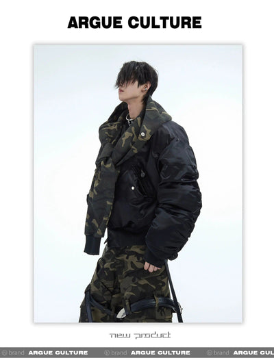 Irregular Sleeves Camo Hooded Jacket Korean Street Fashion Jacket By Argue Culture Shop Online at OH Vault