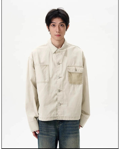 Asymmetric Pocket Buttoned Denim Jacket Korean Street Fashion Jacket By 77Flight Shop Online at OH Vault