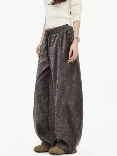 Drawstring Leopard Print Wide Pants Korean Street Fashion Pants By INS Korea Shop Online at OH Vault
