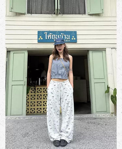 Daschund Pattern Drawstring Sweatpants Korean Street Fashion Pants By Made Extreme Shop Online at OH Vault