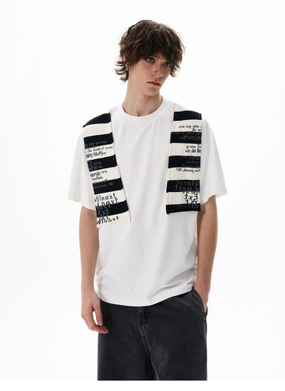 Over Shoulder Patched T-Shirt Korean Street Fashion T-Shirt By 77Flight Shop Online at OH Vault