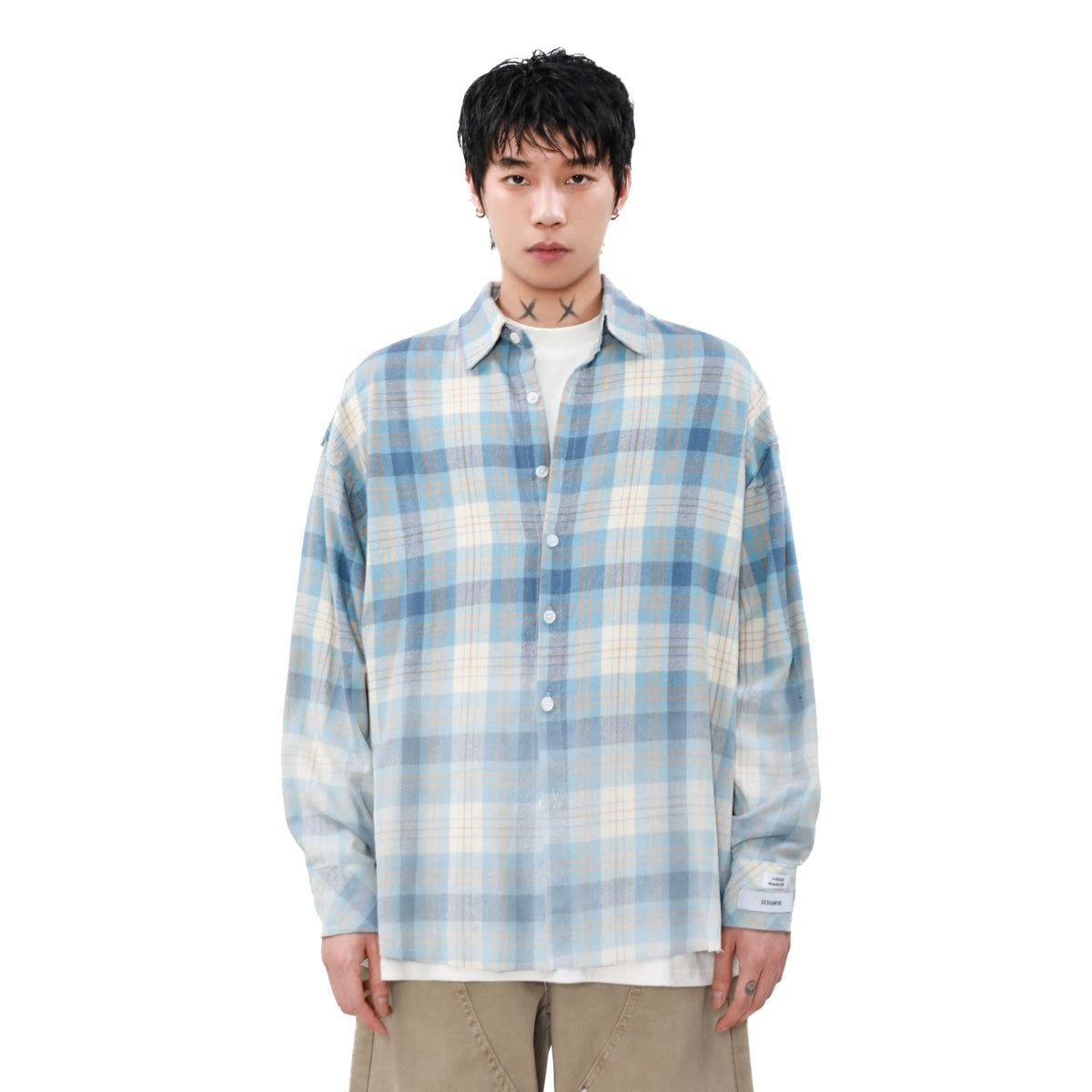 Light Gradient Fade Plaid Shirt Korean Street Fashion Shirt By Mr Nearly Shop Online at OH Vault