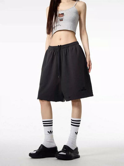 Raw End Cotton Shorts Korean Street Fashion Shorts By 77Flight Shop Online at OH Vault
