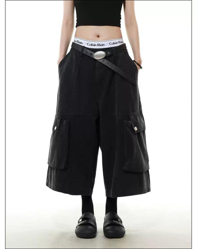 Side Embossed Pockets Cargo Shorts Korean Street Fashion Shorts By Mr Nearly Shop Online at OH Vault