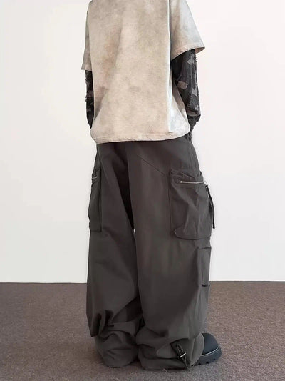 Big Pocket Wide Pleats Cargo Pants Korean Street Fashion Pants By A PUEE Shop Online at OH Vault