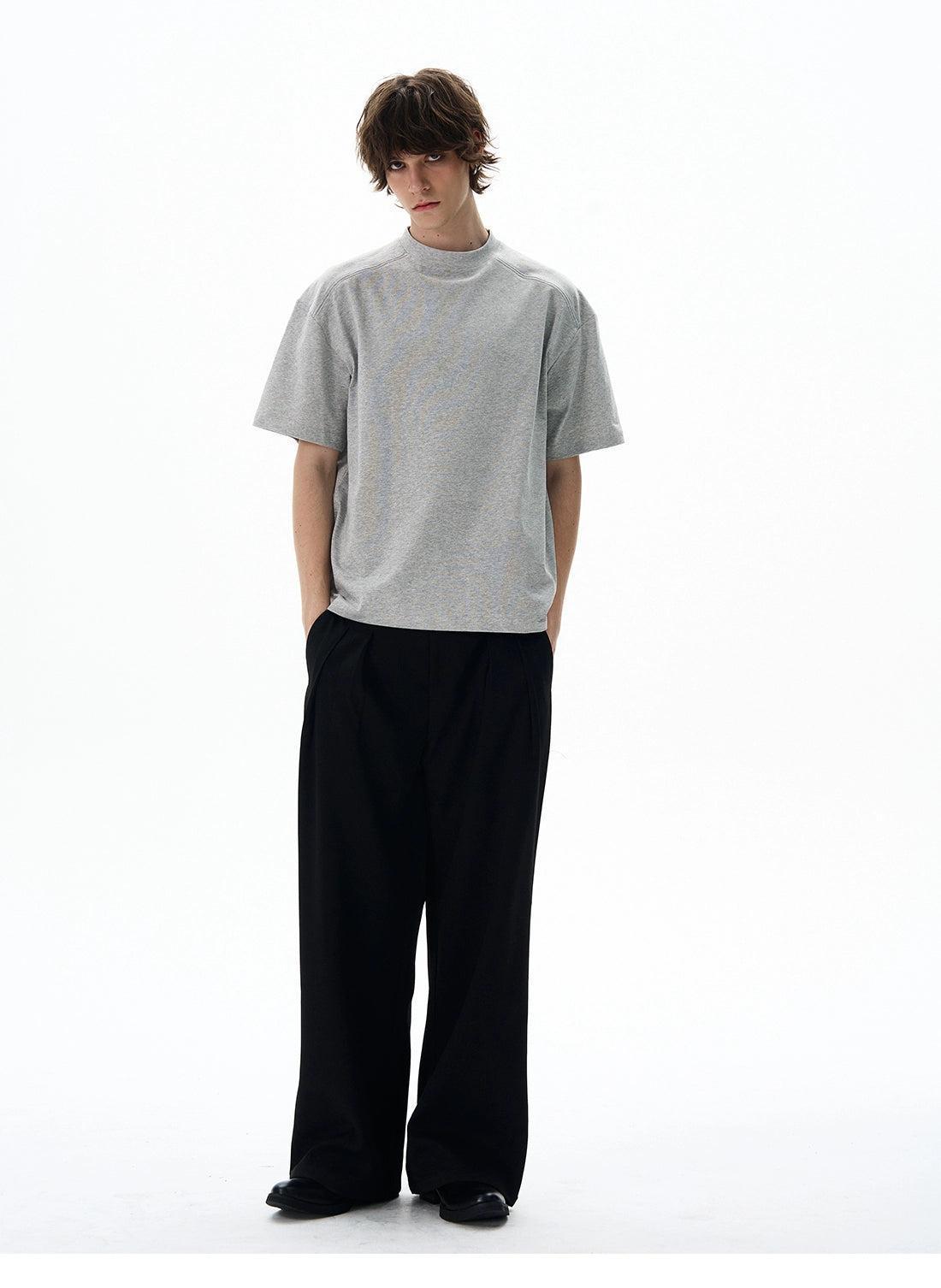 Solid Mock Neck T-Shirt Korean Street Fashion T-Shirt By 77Flight Shop Online at OH Vault