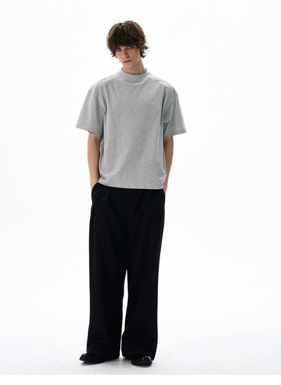 Solid Mock Neck T-Shirt Korean Street Fashion T-Shirt By 77Flight Shop Online at OH Vault