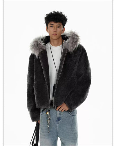 Fur Trimmed Hood Fleece Jacket Korean Street Fashion Jacket By Mr Nearly Shop Online at OH Vault