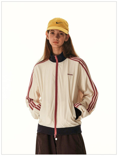 Contrast Two Zips Striped Jacket Korean Street Fashion Jacket By Mr Nearly Shop Online at OH Vault