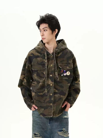 Strap Camouflage Hooded Jacket Korean Street Fashion Jacket By 77Flight Shop Online at OH Vault