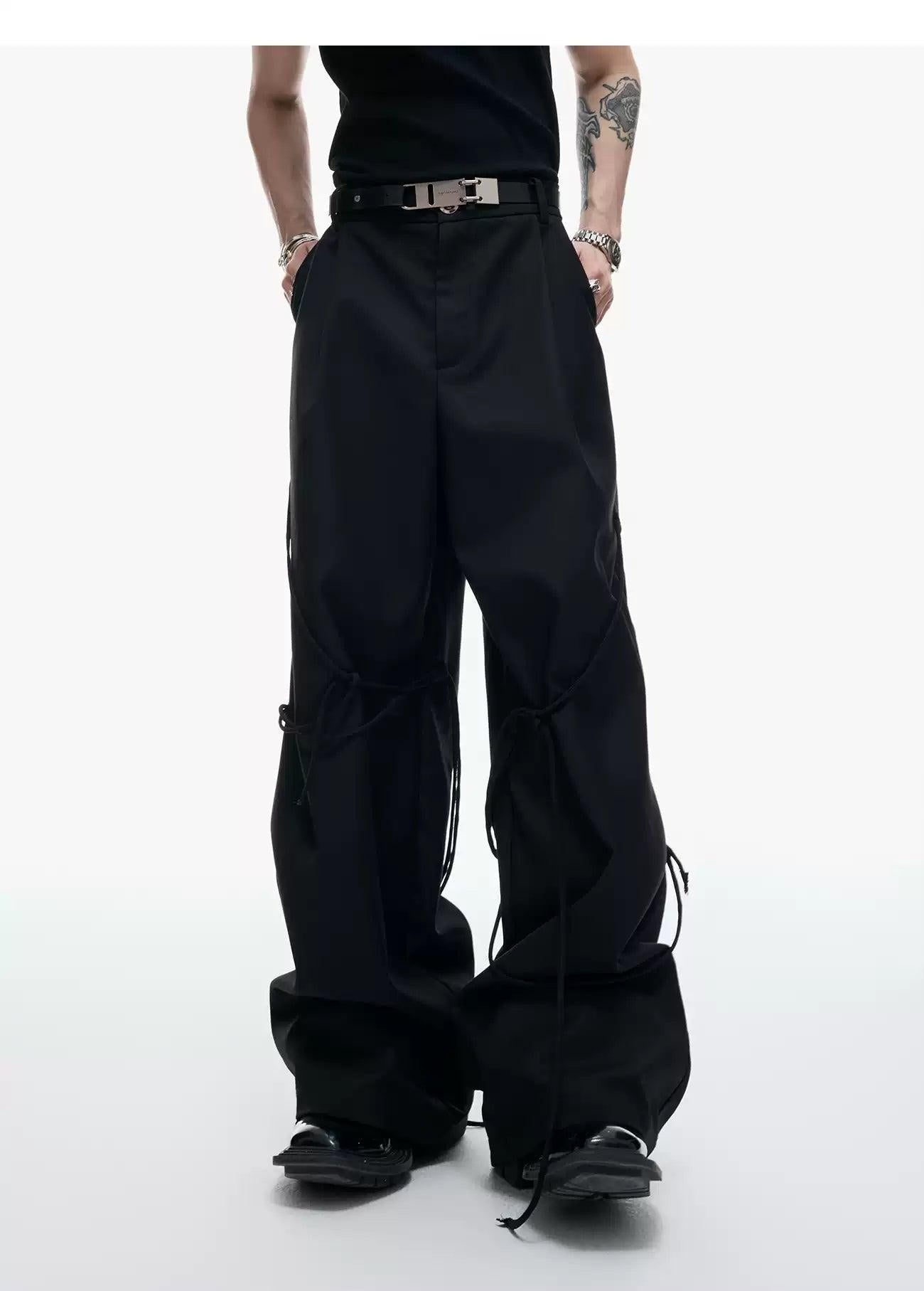 Buttoned Drawstring Detail Blazer & Wide Leg Trousers Set Korean Street Fashion Clothing Set By Argue Culture Shop Online at OH Vault