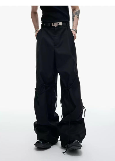 Buttoned Drawstring Detail Blazer & Wide Leg Trousers Set Korean Street Fashion Clothing Set By Argue Culture Shop Online at OH Vault