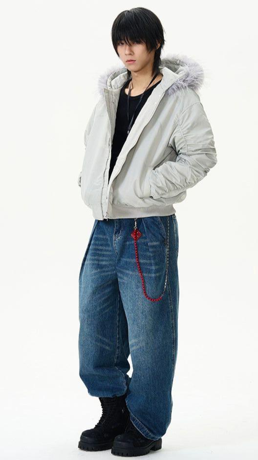 Washed Whisker Lines Jeans Korean Street Fashion Jeans By 77Flight Shop Online at OH Vault