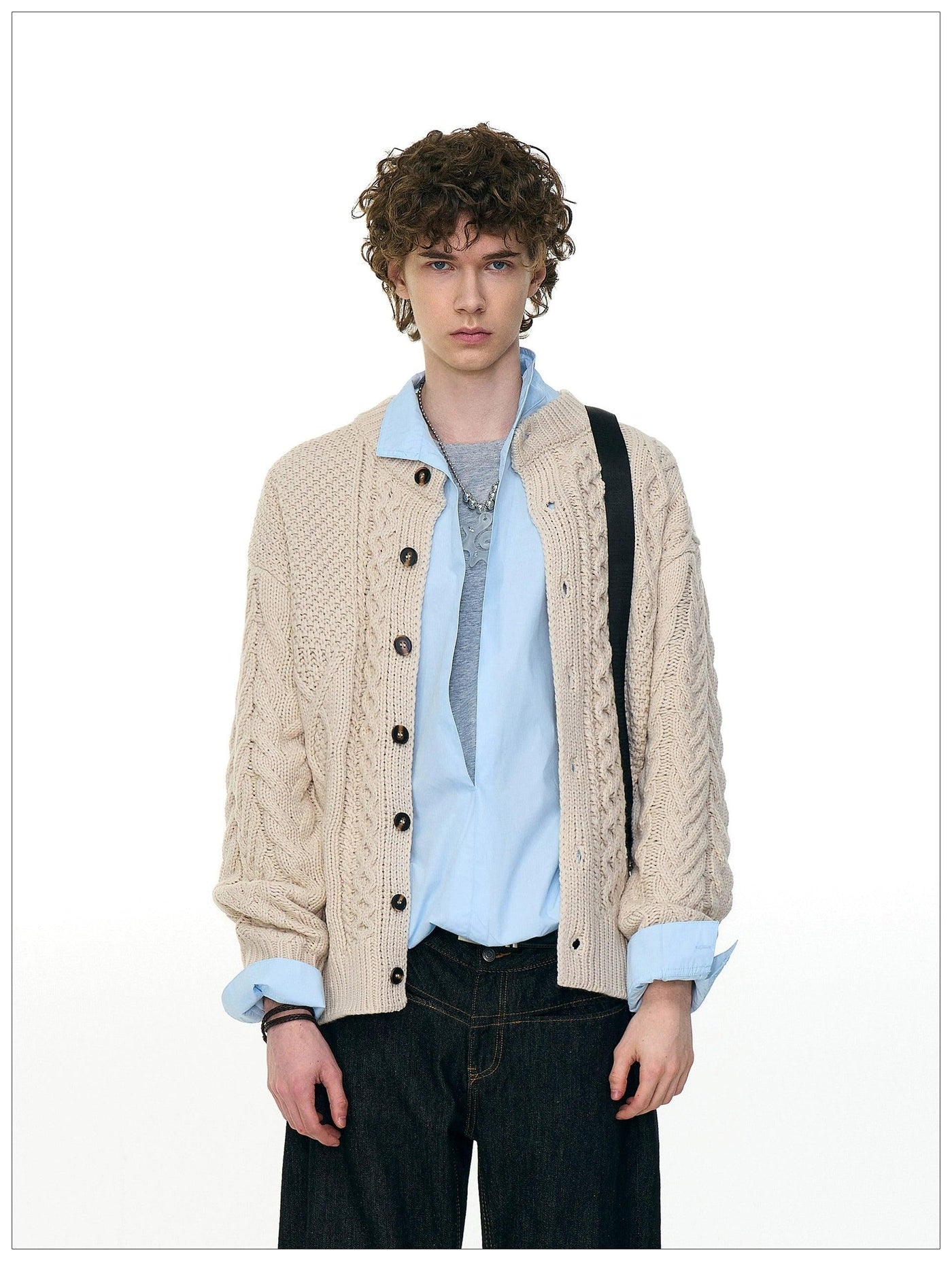 Mix Patterns Buttoned Cardigan Korean Street Fashion Cardigan By Mr Nearly Shop Online at OH Vault