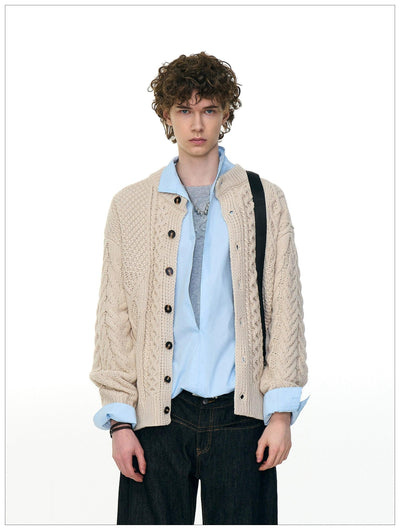 Mix Patterns Buttoned Cardigan Korean Street Fashion Cardigan By Mr Nearly Shop Online at OH Vault
