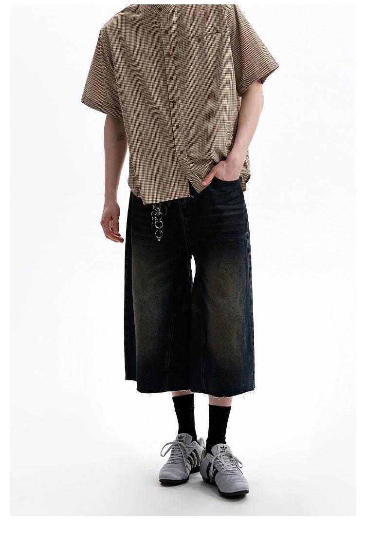 Washed Raw Edge Denim Shorts Korean Street Fashion Shorts By A PUEE Shop Online at OH Vault