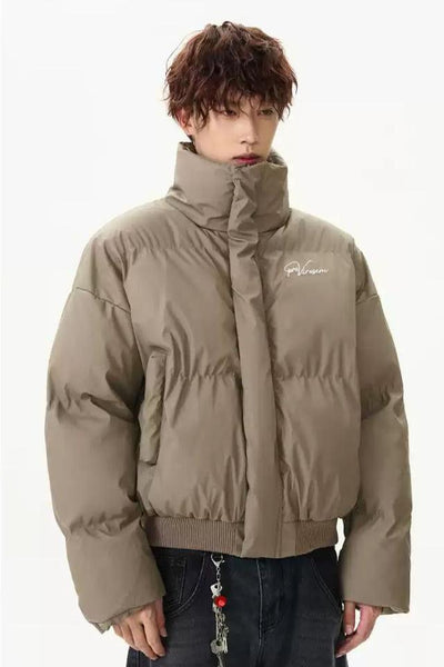 Pearled Text Puffer Jacket Korean Street Fashion Jacket By A PUEE Shop Online at OH Vault