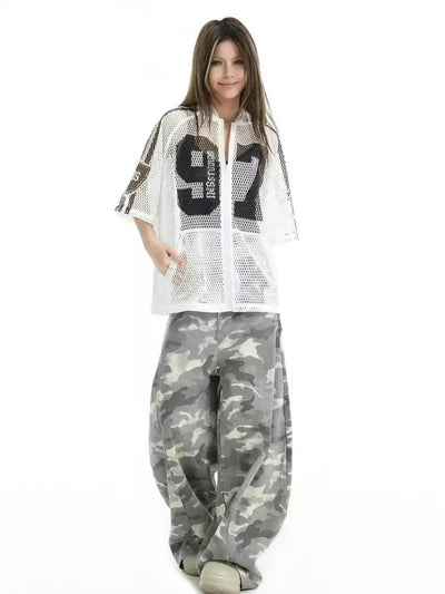 Hollow Mesh Zip Hooded T-Shirt Korean Street Fashion T-Shirt By INS Korea Shop Online at OH Vault