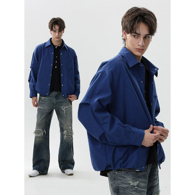 Solid Front Pocket Snap Buttoned Shirt Korean Street Fashion Shirt By Mr Nearly Shop Online at OH Vault