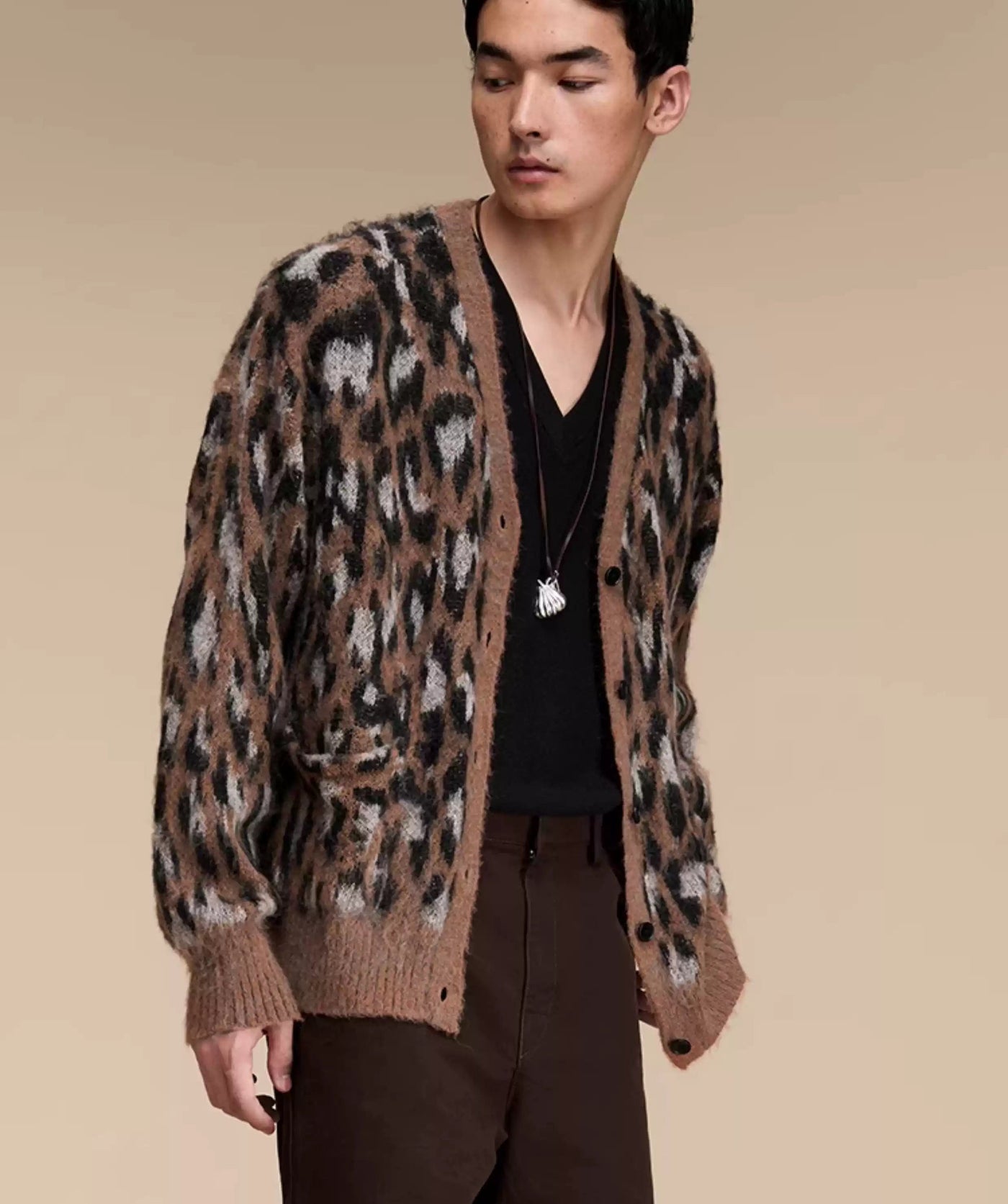 V-Neck Animal Print Cardigan Korean Street Fashion Cardigan By Opicloth Shop Online at OH Vault