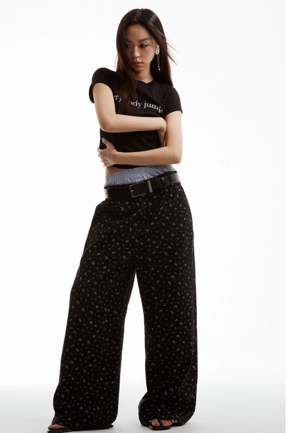 Patterned Print Straight Pants Korean Street Fashion Pants By Funky Fun Shop Online at OH Vault